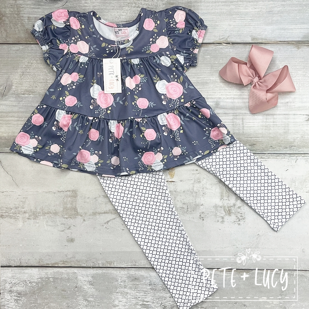 Pete + Lucy Coming Up Roses Pant Set Size 5 and 10/12